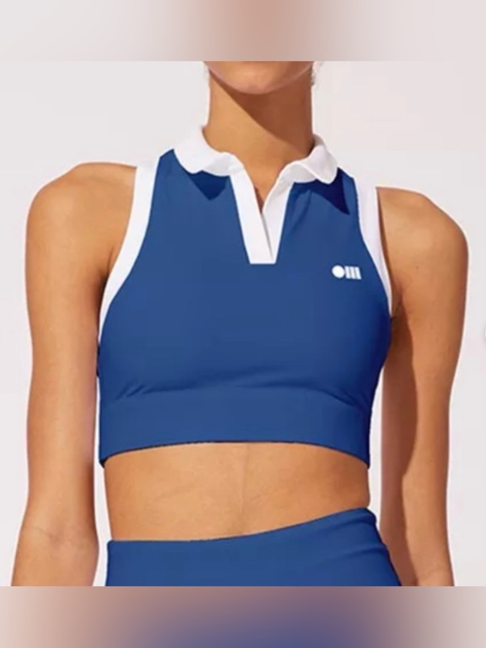 SOLID & STRIPED SPORT POLO STYLE COLLARED SPORTS BRA